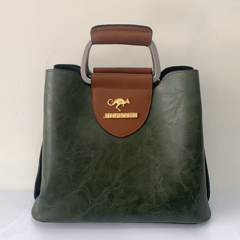 Bolso Tote Grande de PU con Diseño Color Block