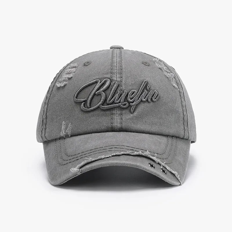 Gorra Baseball de Algodón con Bordado de Letras — Bordes Crudos