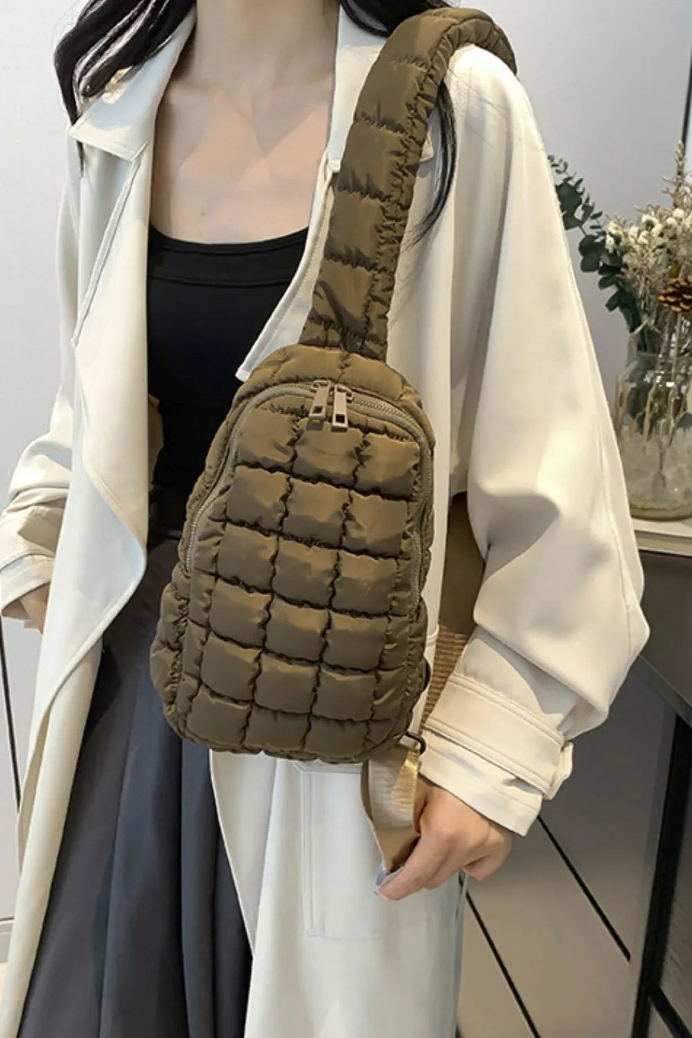 Padded Nylon Shoulder Bag