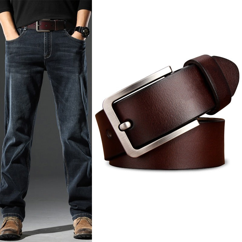 Men's Genuine Leather Belt — European Style Retro Pin Buckle