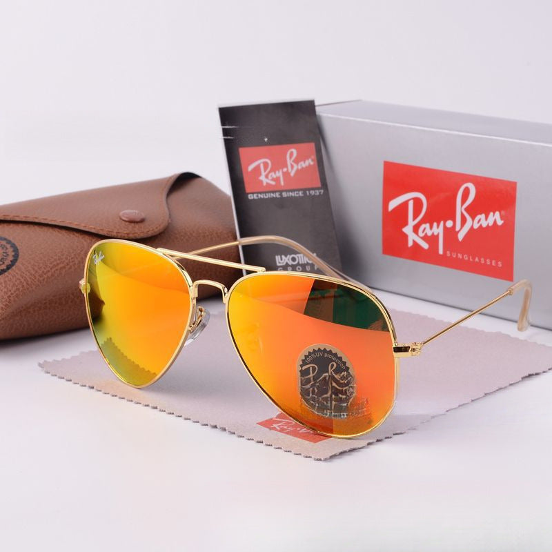 Lentes de Sol Polarizados Estilo Rana — Marco Dorado con Lente Roja UV400