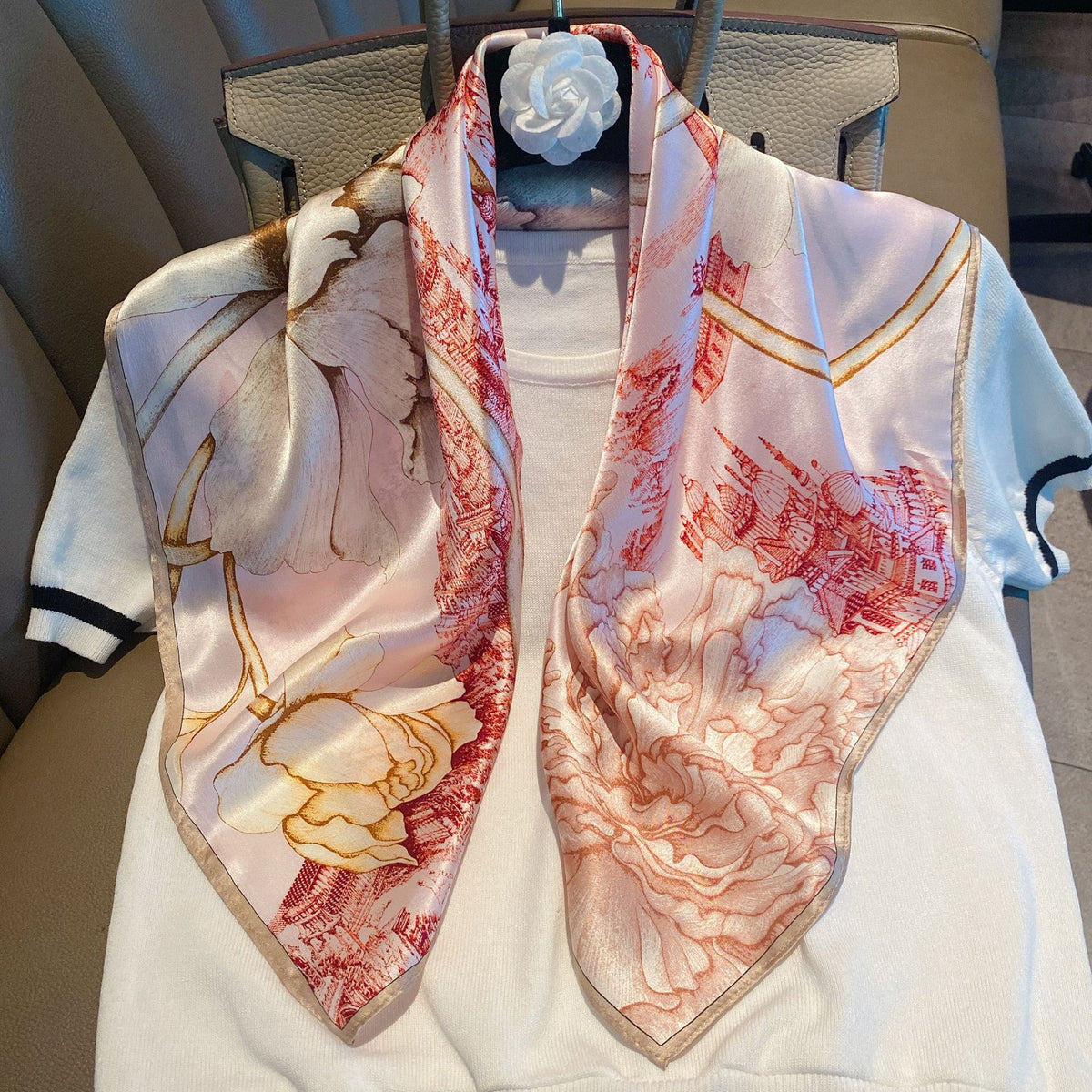 Ethnic Print Silk Scarf
