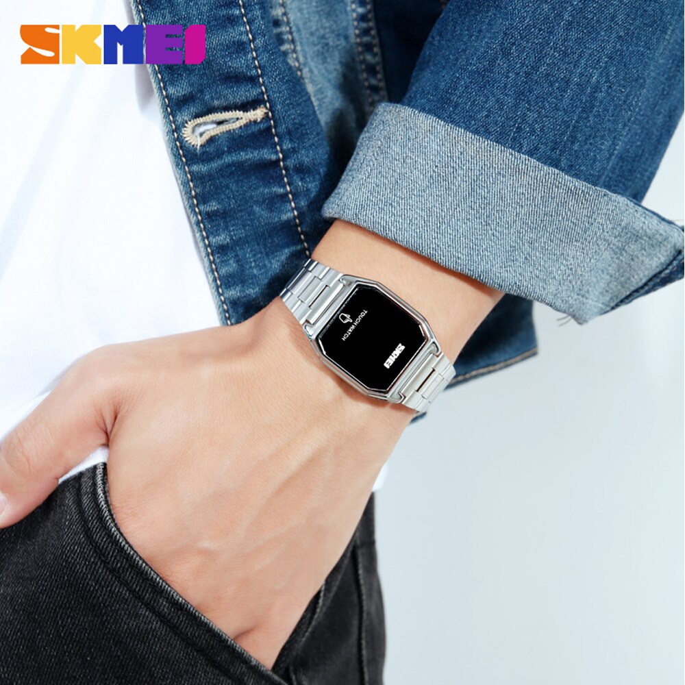 SKMEI 1679 Men's LED Touch Watch — Stainless Steel Waterproof 3ATM