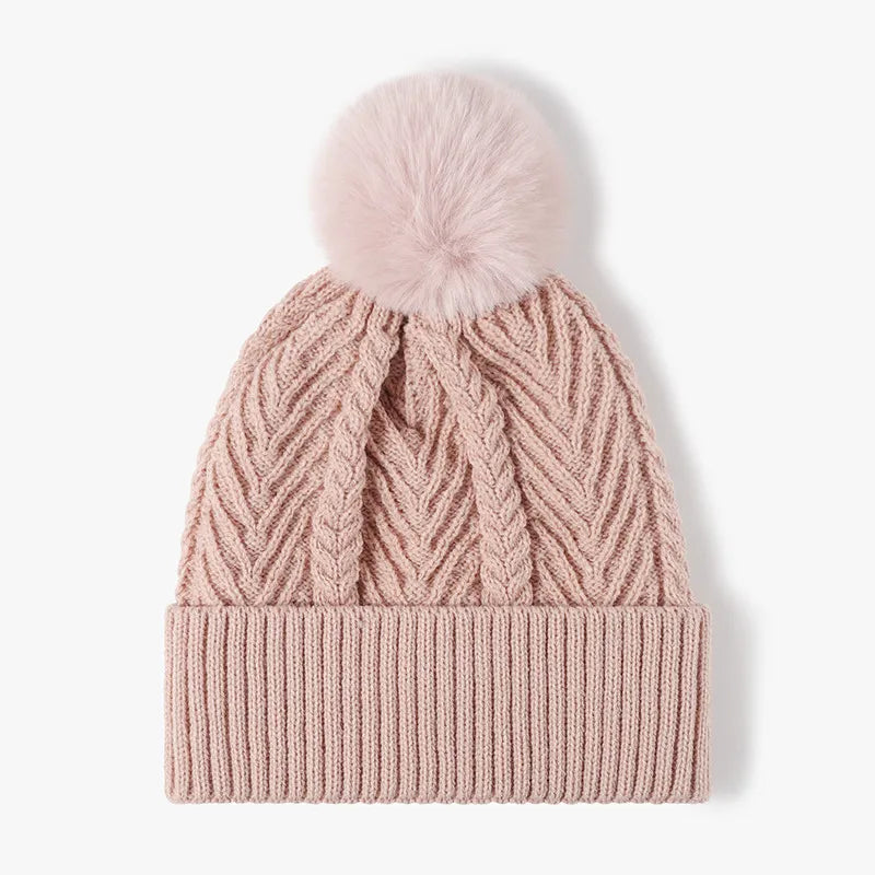 Gorro Tejido Cable Knit con Pompón — Invierno Unisex