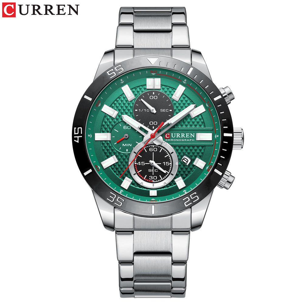 Men's Business Watch — 6 Hands, Calendar, and 47mm Steel Strap