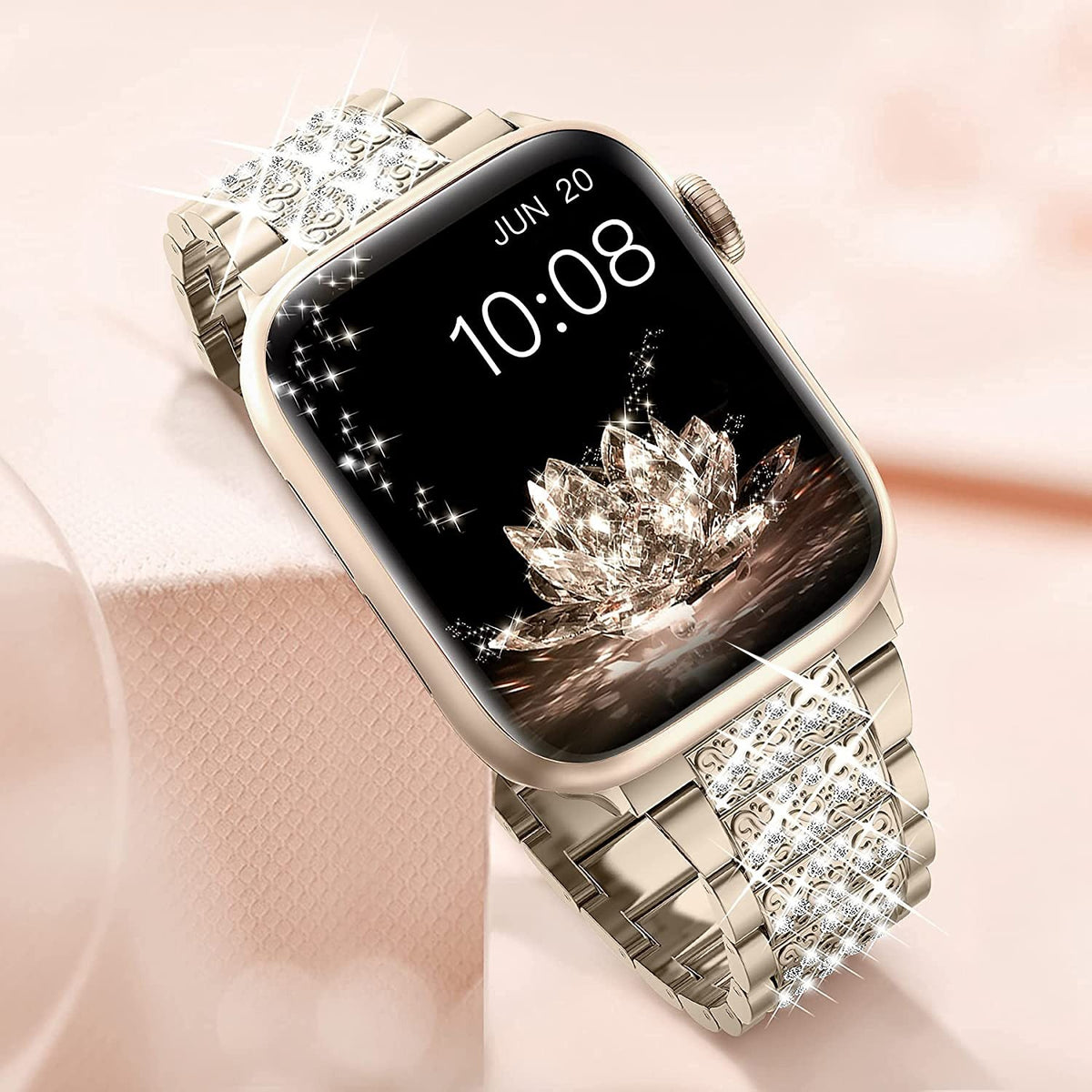 Metallic Diamond Strap for Apple Watch — Zinc Alloy 3-Link