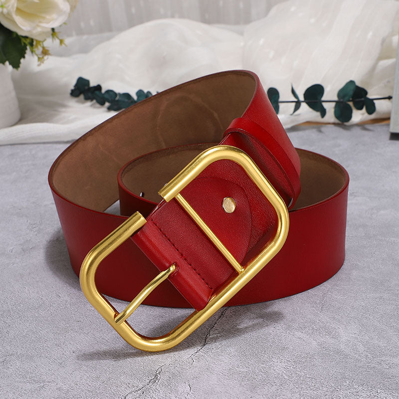 Women's Wide Cowhide Leather Belt