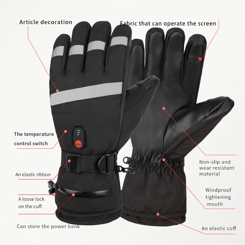 5-Finger Heated Gloves — USB Touchscreen for Skiing and Winter Sports