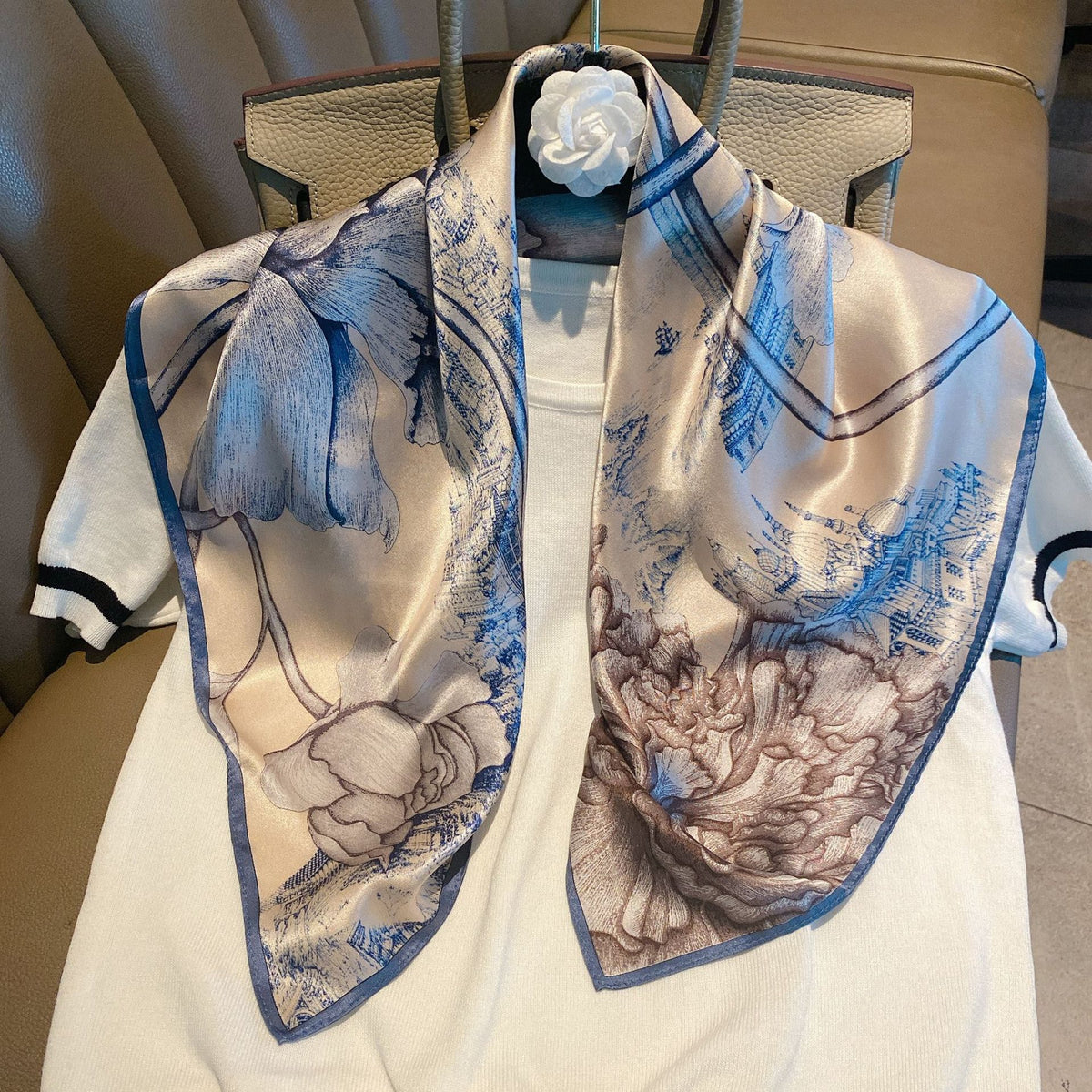 Ethnic Print Silk Scarf