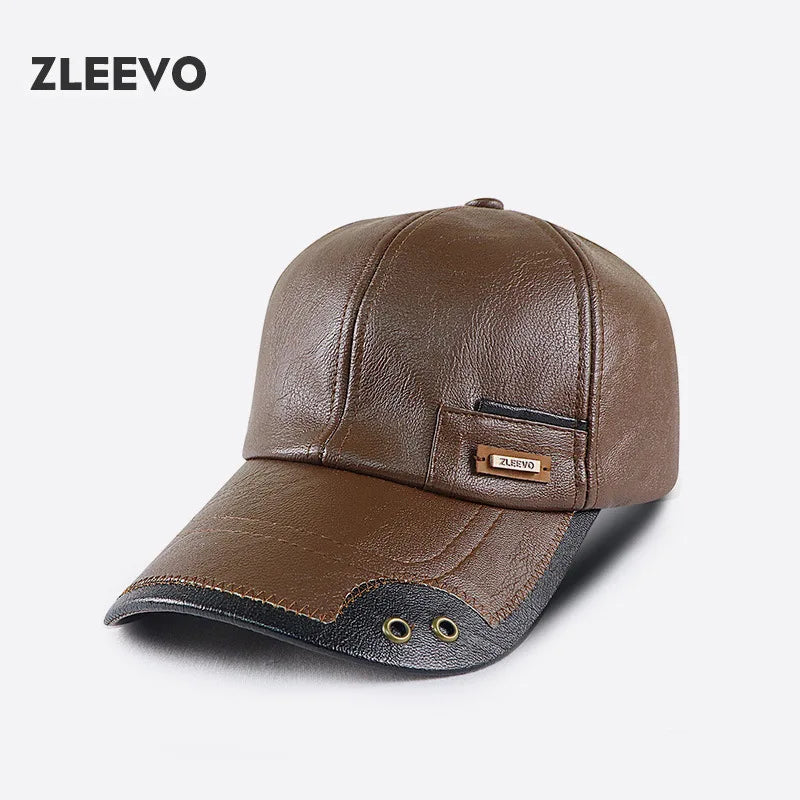 Gorra de PU Cuero con Visera Ancha — Otoño Invierno Ajustable