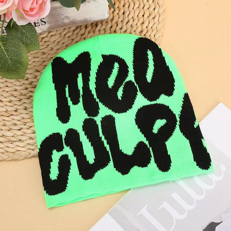 Gorro Tejido Jacquard con Letras — Abrigo de Oídos Estilo Street