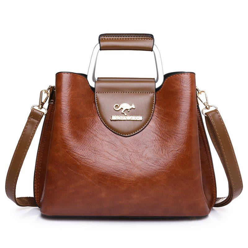 Bolso Tote Grande de PU con Diseño Color Block