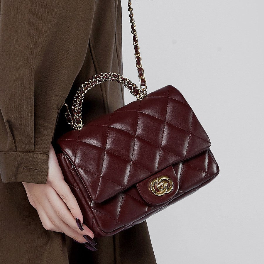 Cartera Acolchada Diamond con Cadena Metálica