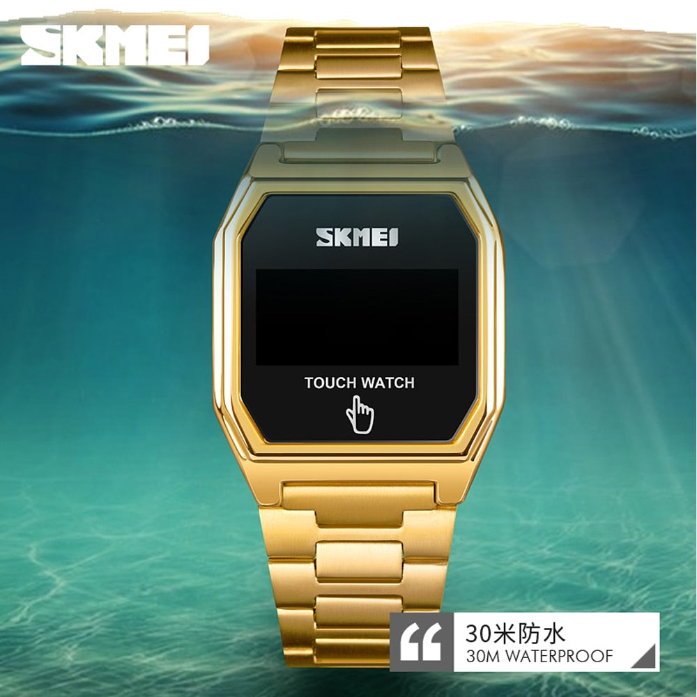 SKMEI 1679 Men's LED Touch Watch — Stainless Steel Waterproof 3ATM