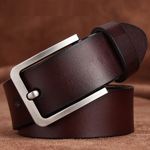 Men's Genuine Leather Belt — European Style Retro Pin Buckle
