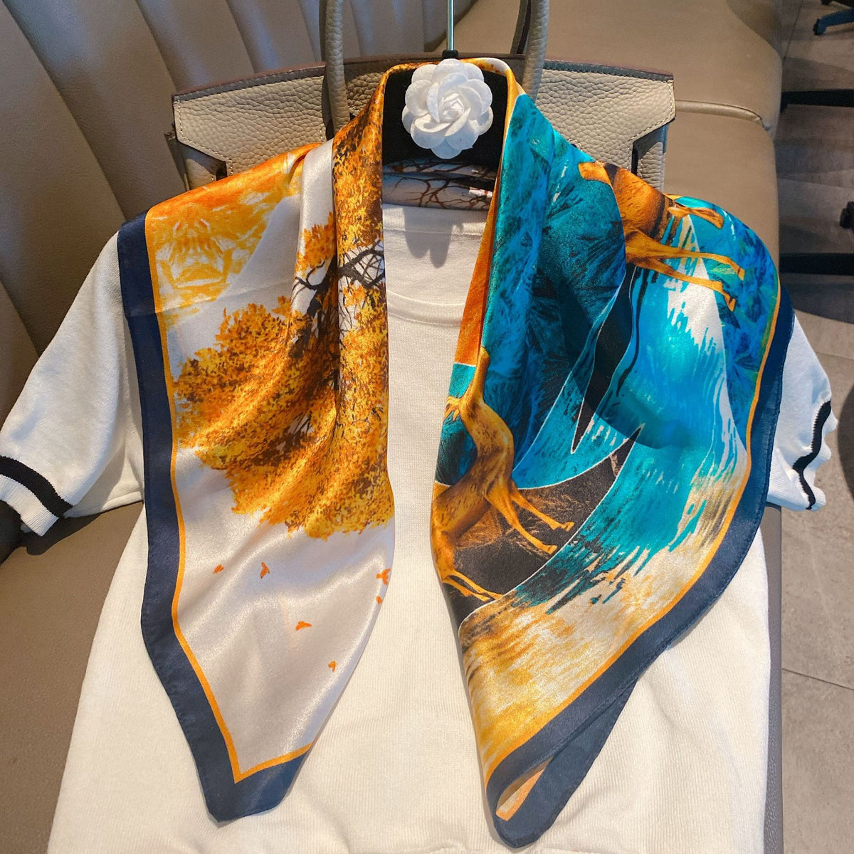 Ethnic Print Silk Scarf