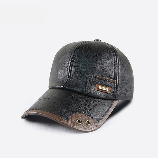 Gorra de PU Cuero con Visera Ancha — Otoño Invierno Ajustable