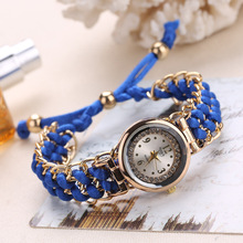 Women's Quartz Watch — Diamond Dial and Braided Rope Strap