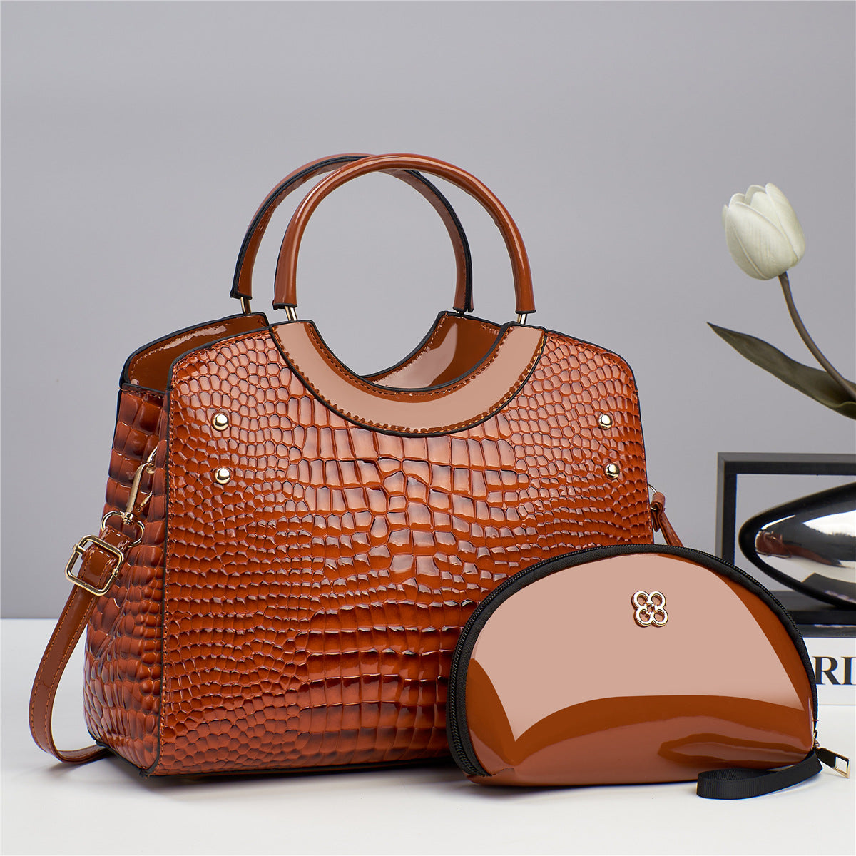 Snake Print Mother and Daughter Set — Bucket Bag