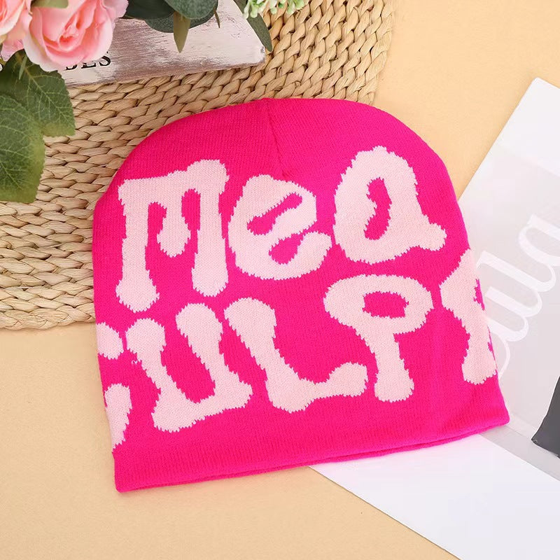 Gorro Tejido Jacquard con Letras — Abrigo de Oídos Estilo Street