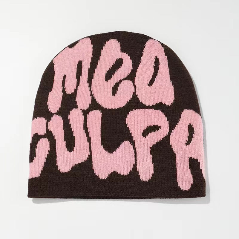 Gorro Tejido Jacquard con Letras — Abrigo de Oídos Estilo Street