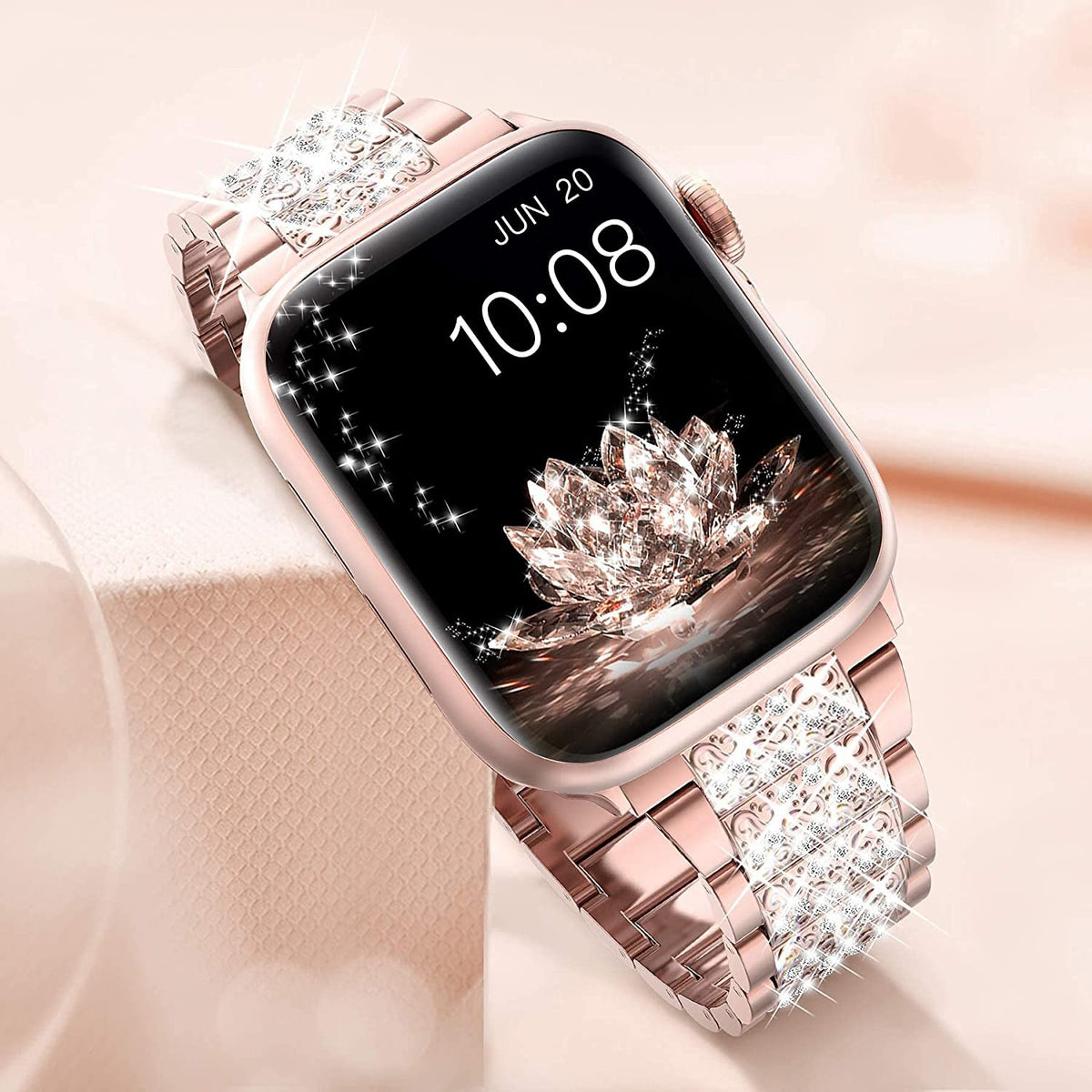Metallic Diamond Strap for Apple Watch — Zinc Alloy 3-Link