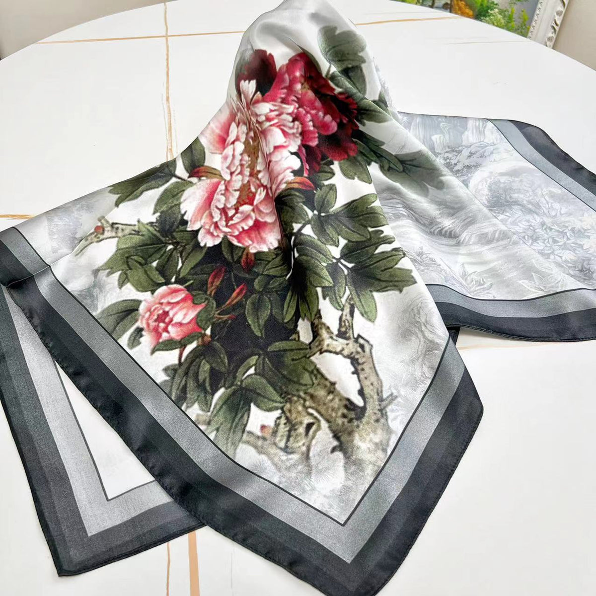 Ethnic Print Silk Scarf