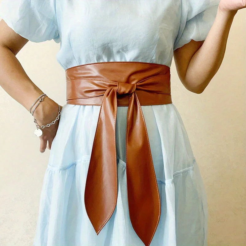 Wide Corset Belt with Lace-Up PU