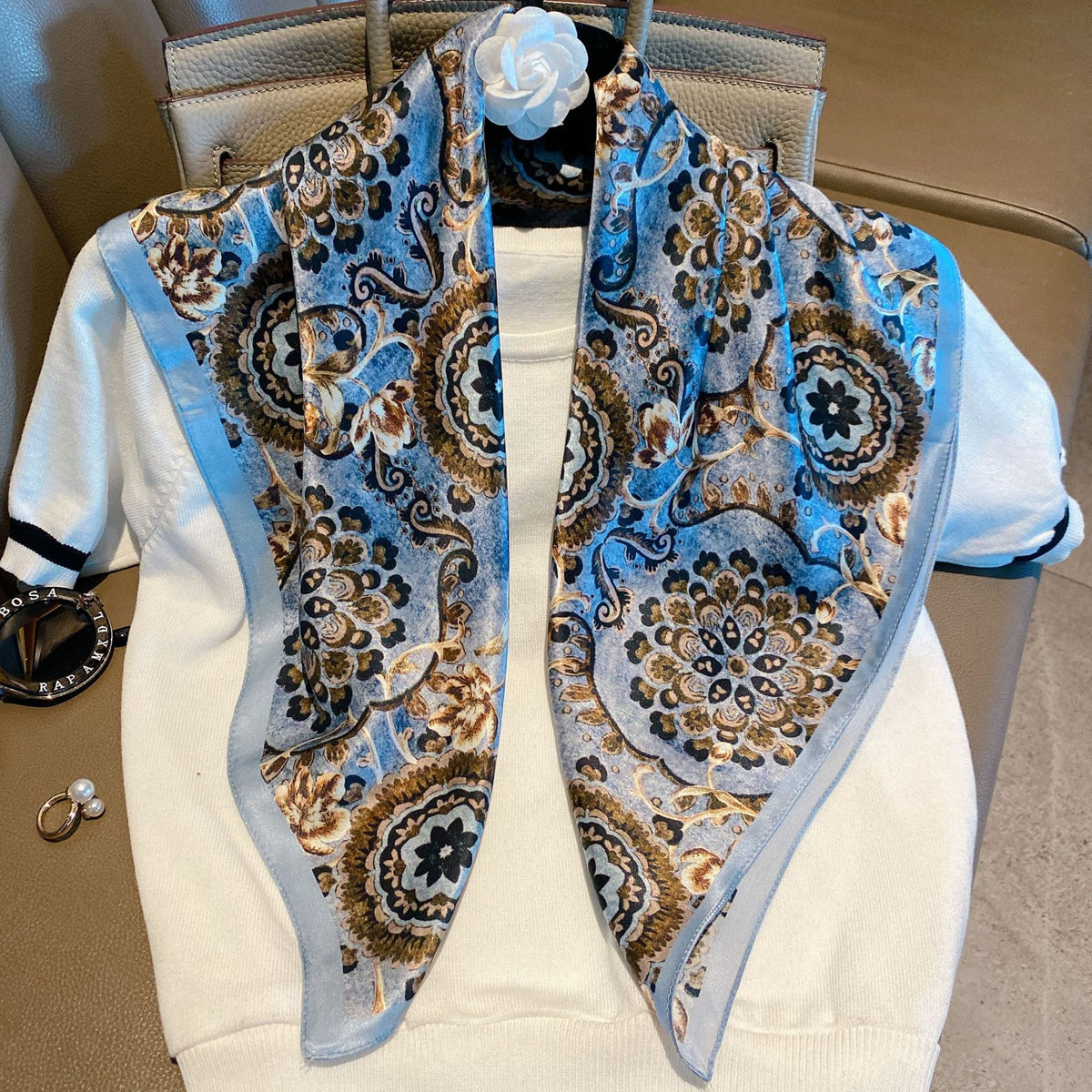 Ethnic Print Silk Scarf