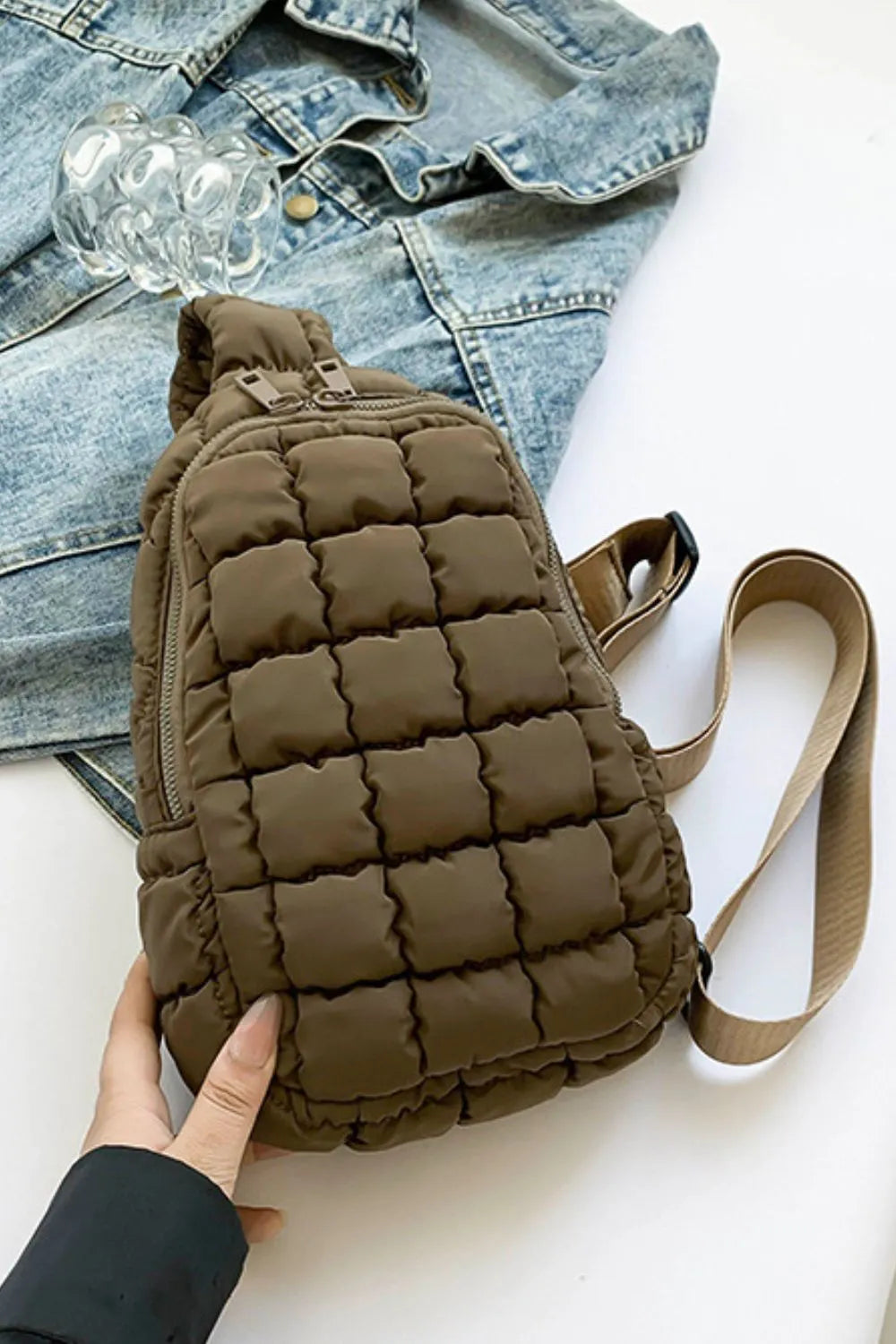 Padded Nylon Shoulder Bag