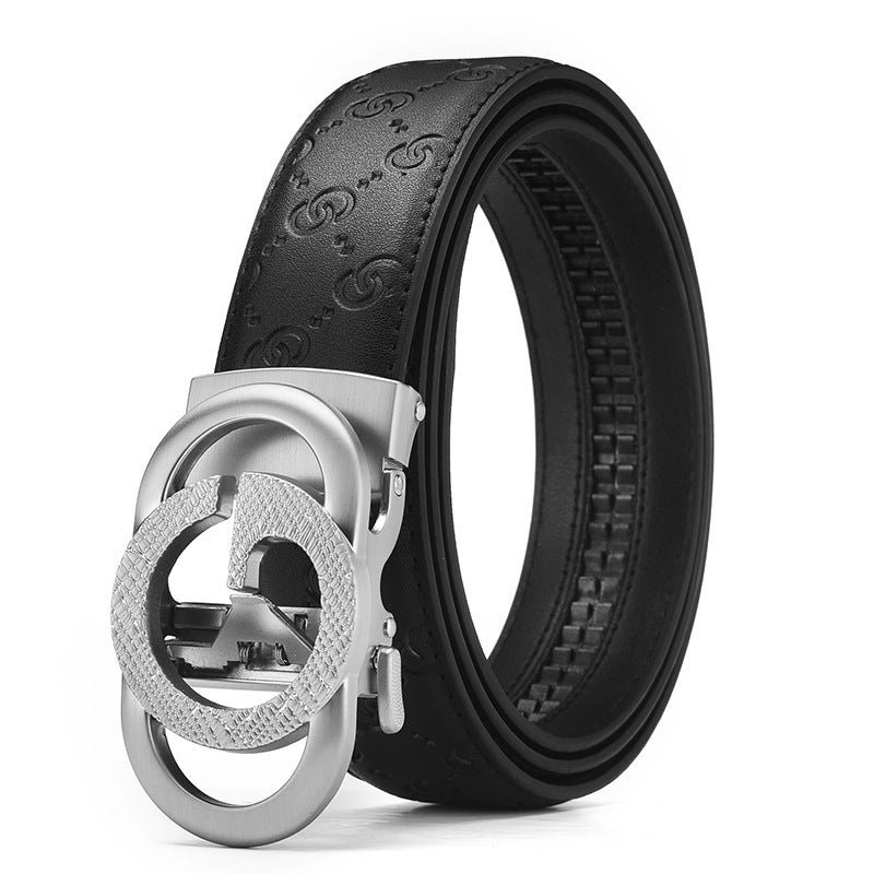 Men's Genuine Leather Belt with Automatic Buckle — Business Casual