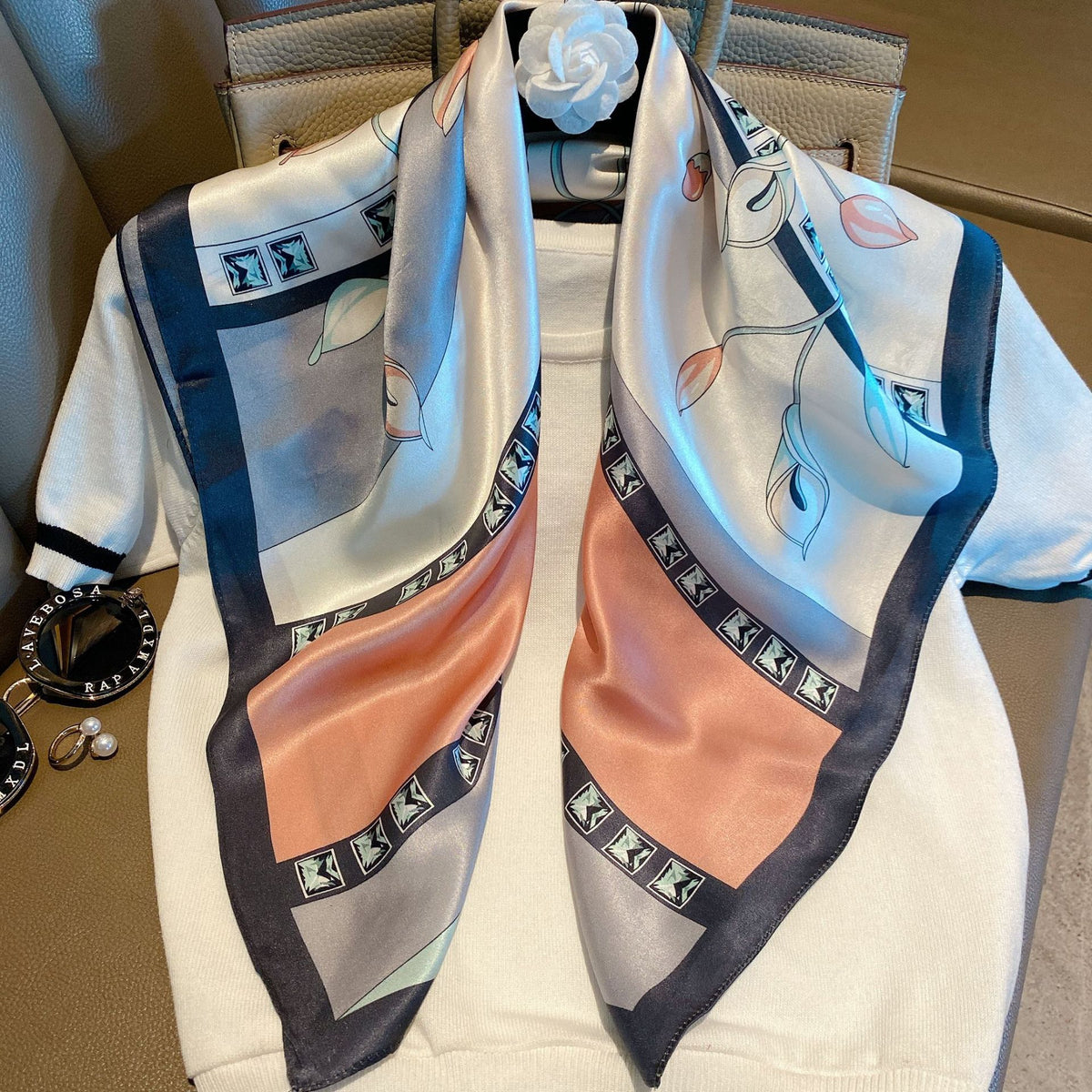 Ethnic Print Silk Scarf