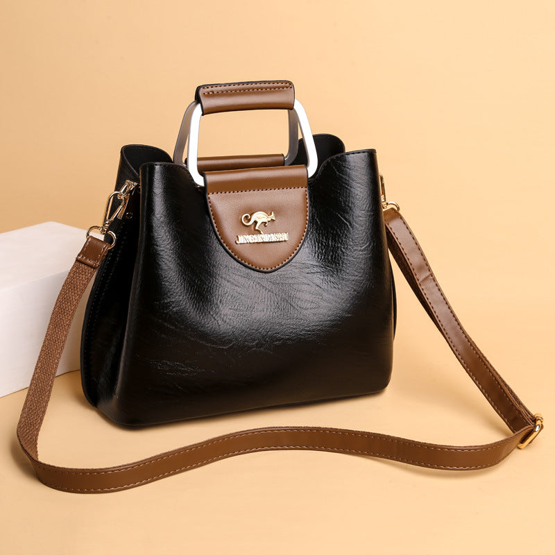 Bolso Tote Grande de PU con Diseño Color Block