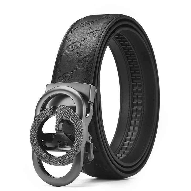 Men's Genuine Leather Belt with Automatic Buckle — Business Casual