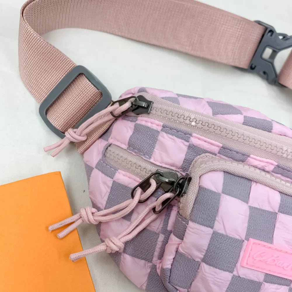 Cartera Nylon Cuadriculada Bandolera