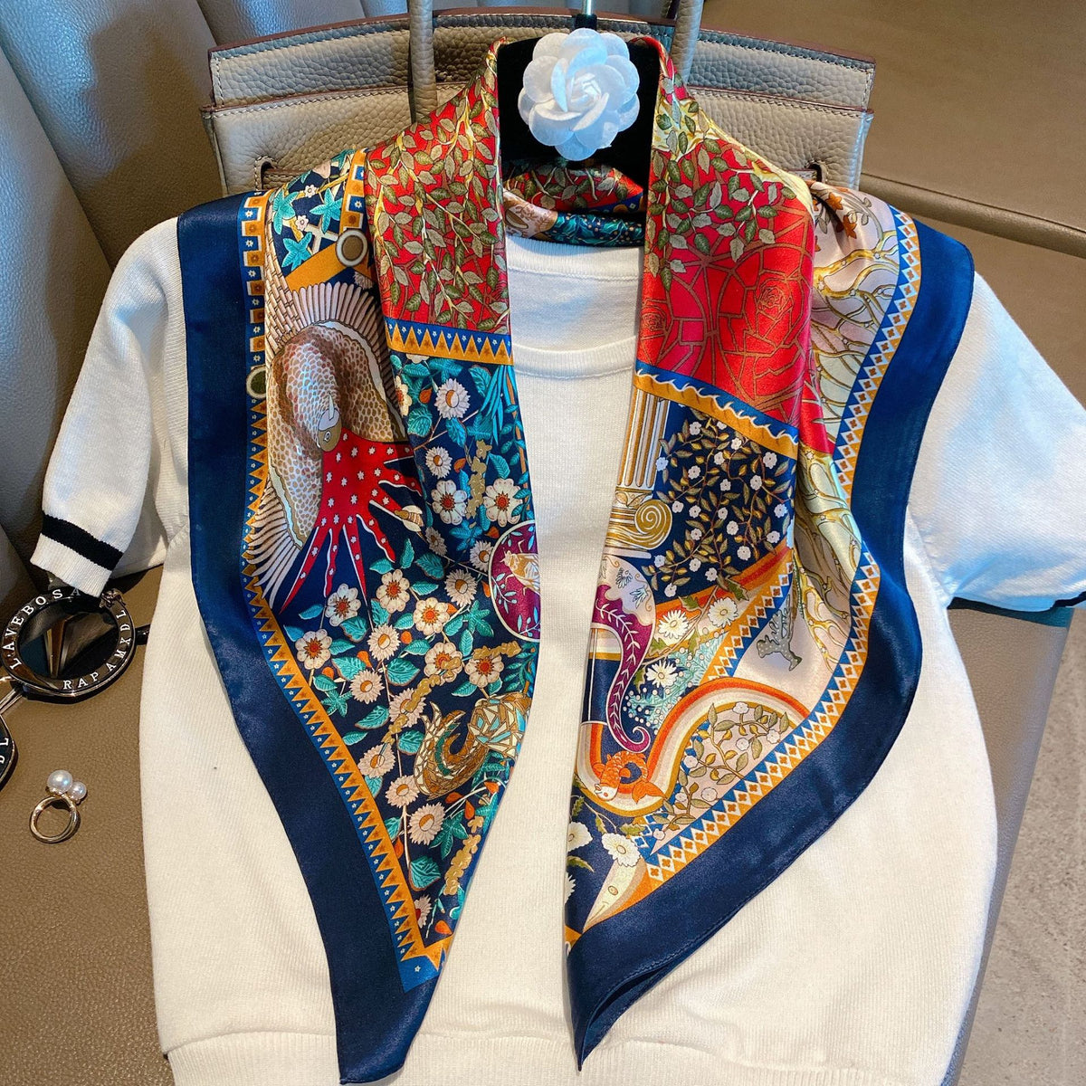 Ethnic Print Silk Scarf