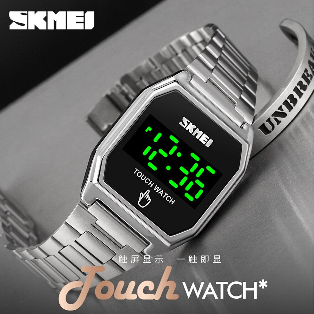 SKMEI 1679 Men's LED Touch Watch — Stainless Steel Waterproof 3ATM