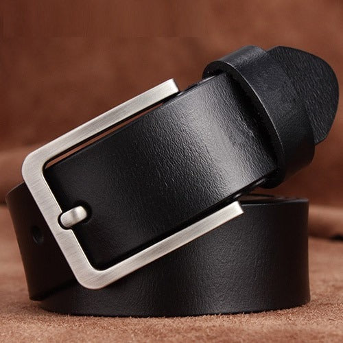 Men's Genuine Leather Belt — European Style Retro Pin Buckle