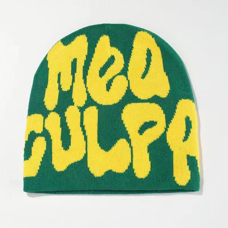 Gorro Tejido Jacquard con Letras — Abrigo de Oídos Estilo Street