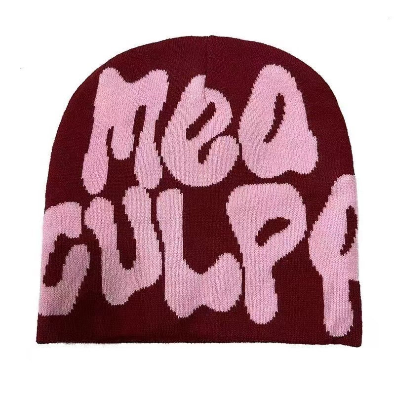 Gorro Tejido Jacquard con Letras — Abrigo de Oídos Estilo Street