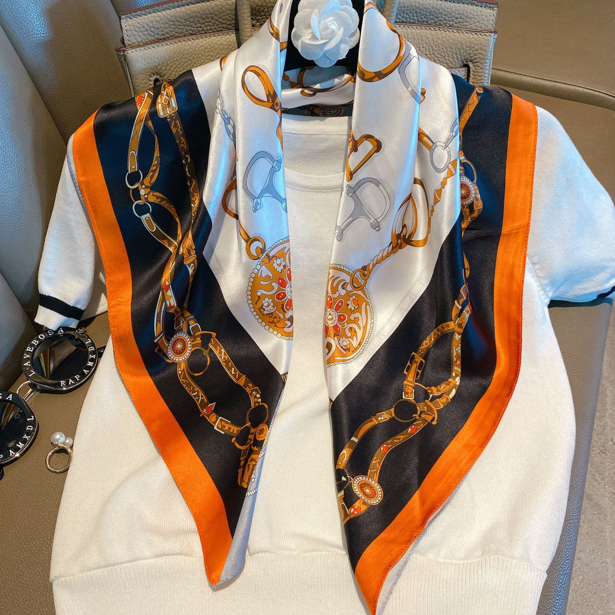 Ethnic Print Silk Scarf