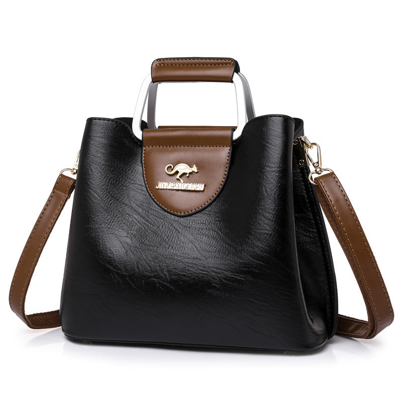Bolso Tote Grande de PU con Diseño Color Block