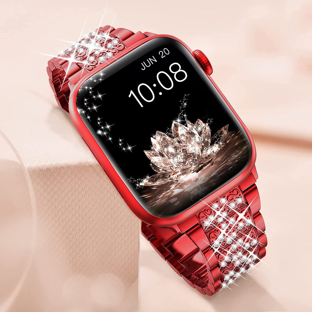 Metallic Diamond Strap for Apple Watch — Zinc Alloy 3-Link
