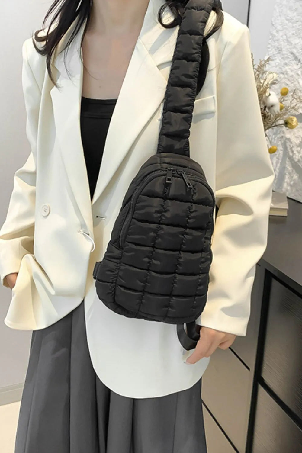 Padded Nylon Shoulder Bag