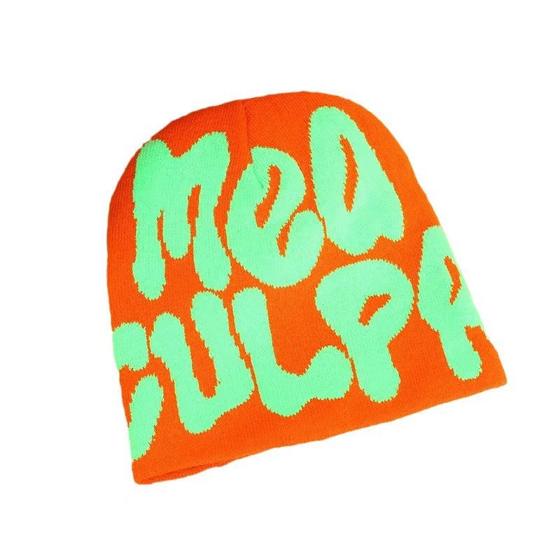 Gorro Tejido Jacquard con Letras — Abrigo de Oídos Estilo Street