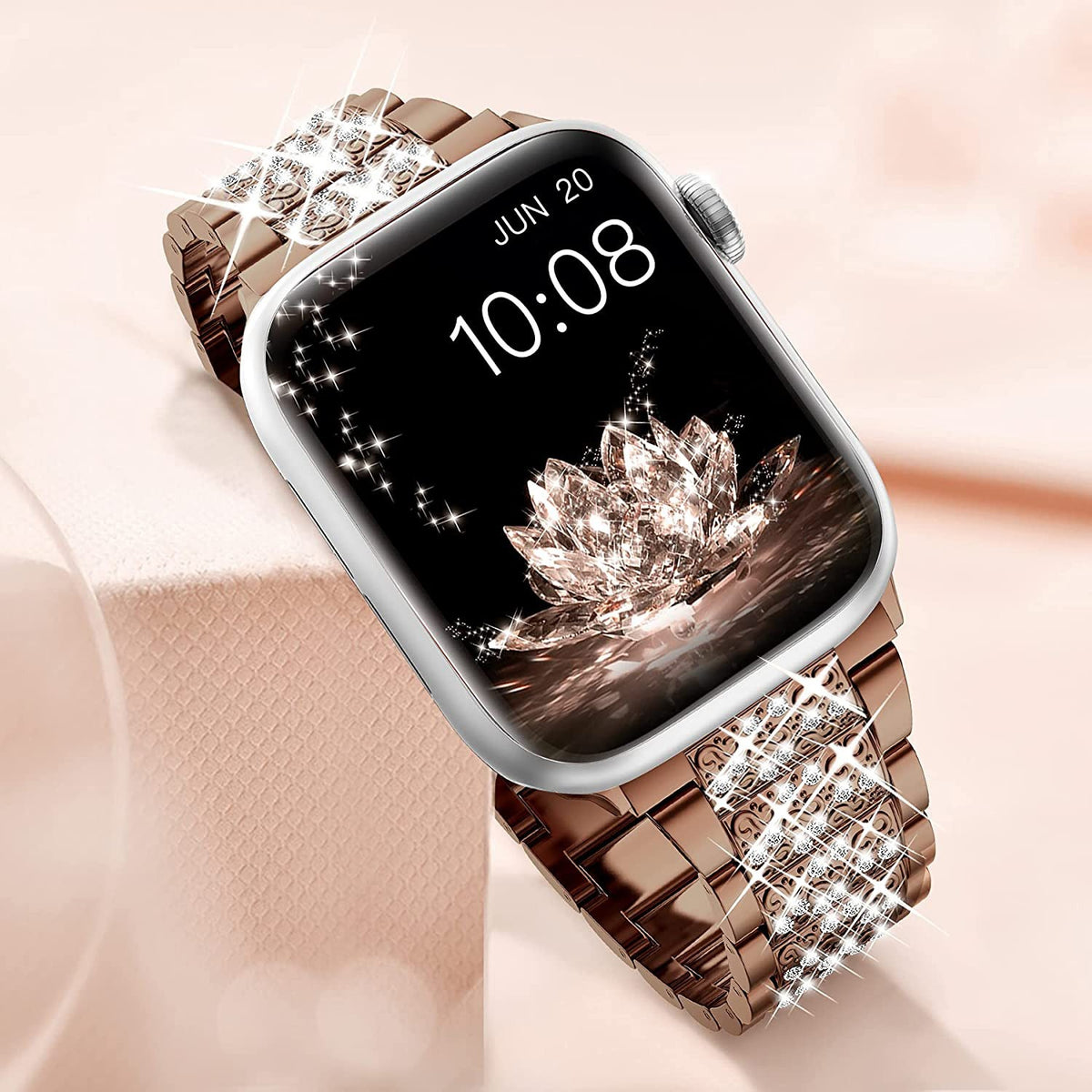 Metallic Diamond Strap for Apple Watch — Zinc Alloy 3-Link
