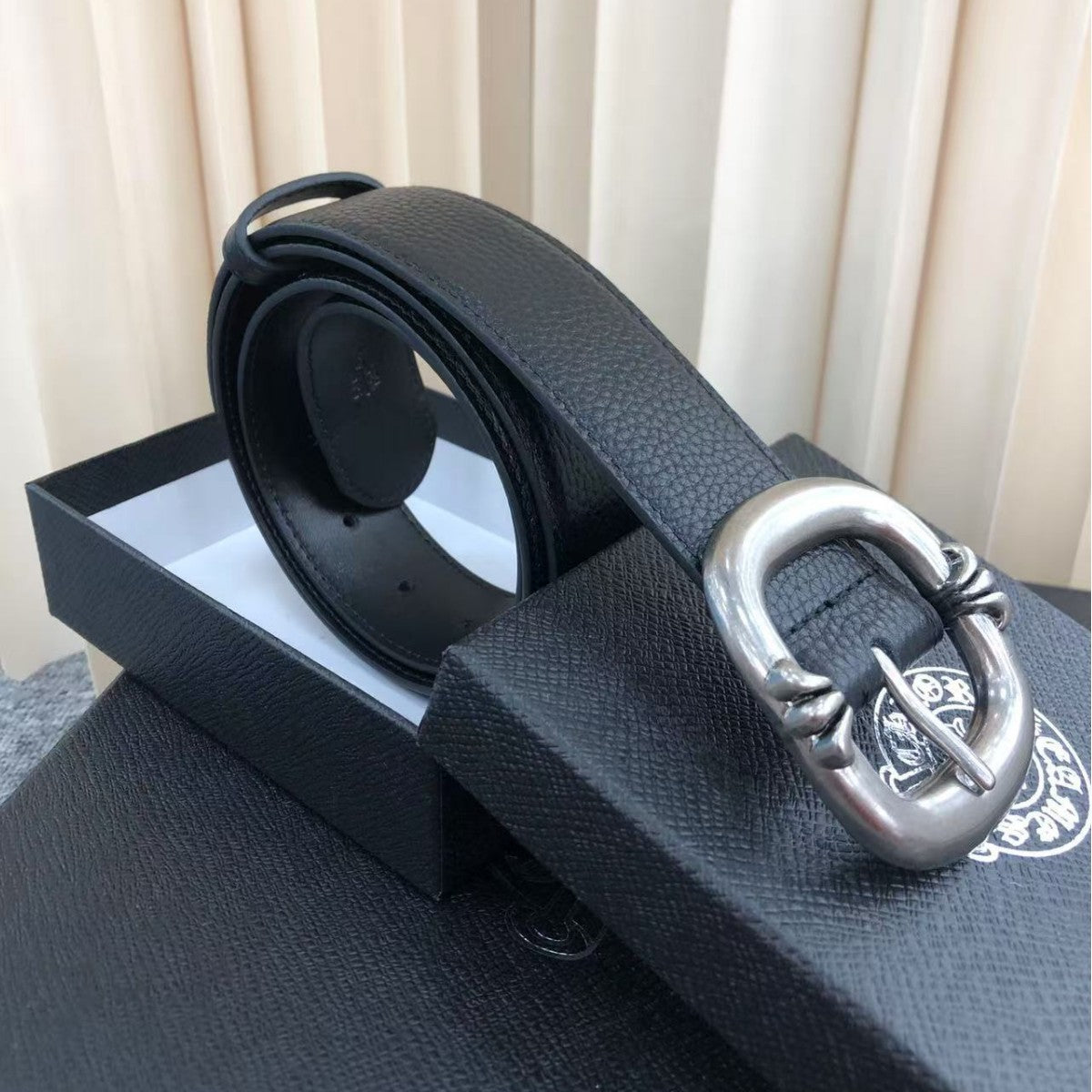 Vintage Genuine Leather Double Roller Buckle Belt - 3.8cm