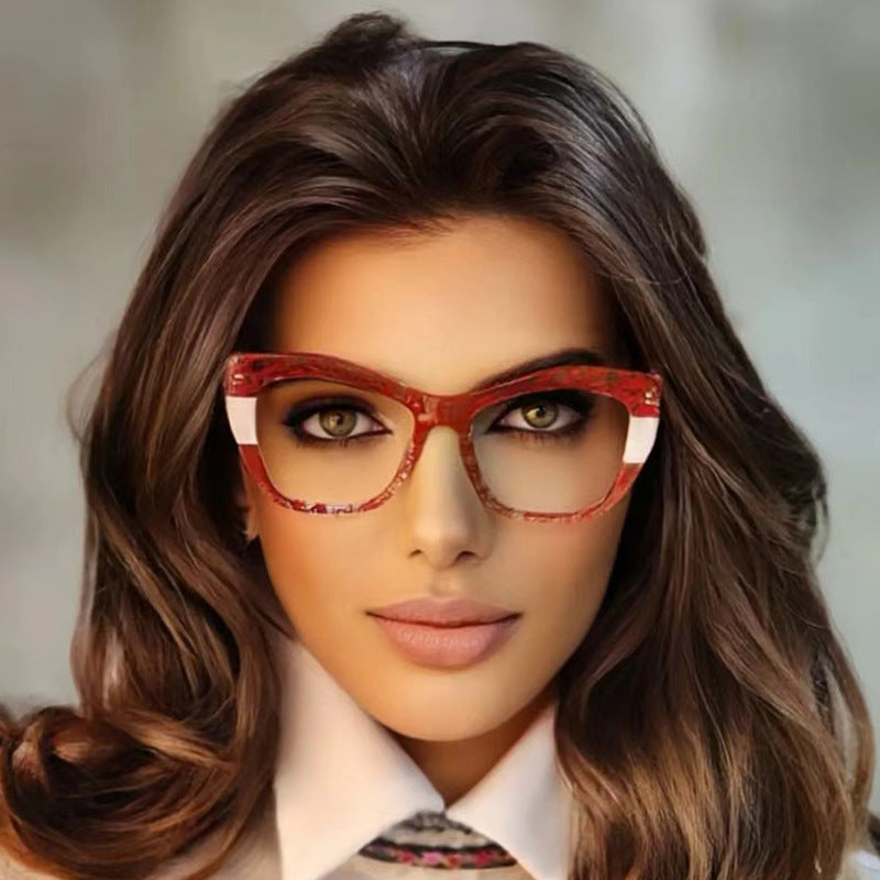 Retro Bicolor Cat-Eye Anti-Blue Light Frames