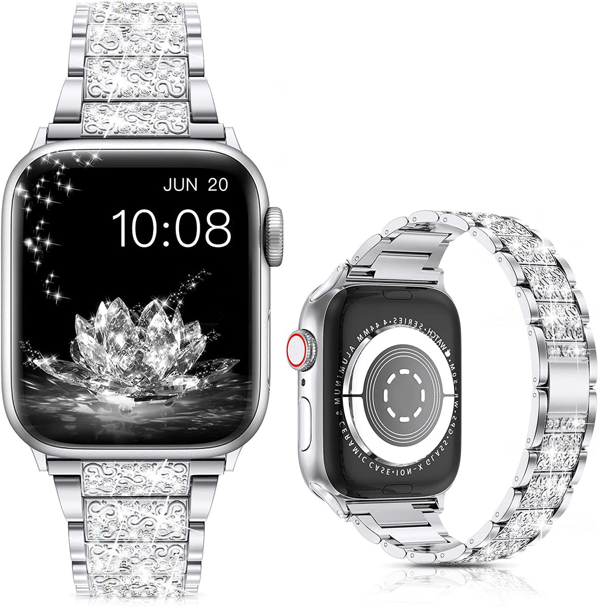 Metallic Diamond Strap for Apple Watch — Zinc Alloy 3-Link