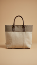 Structured Linen Tote Bag with Interior Pocket